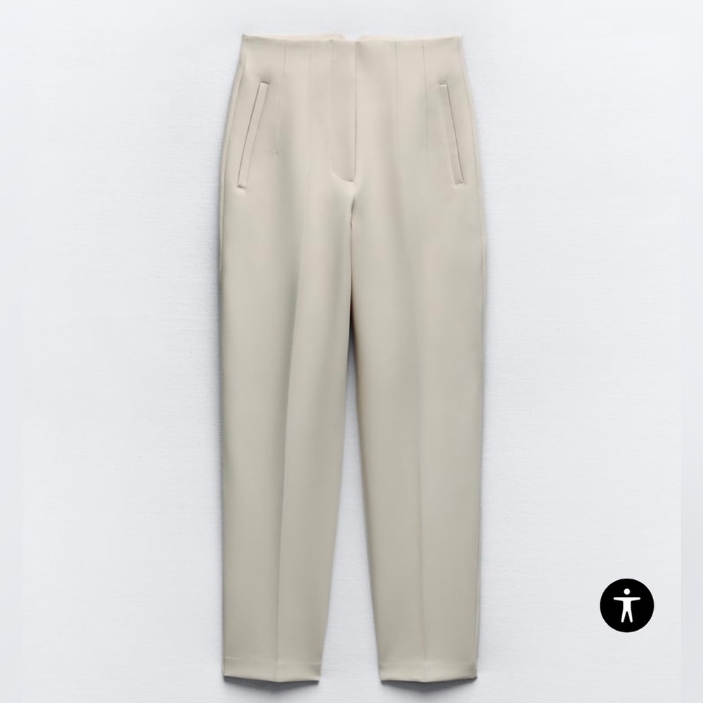 NWT Zara Pants with a High Waist S Oyster White Cream